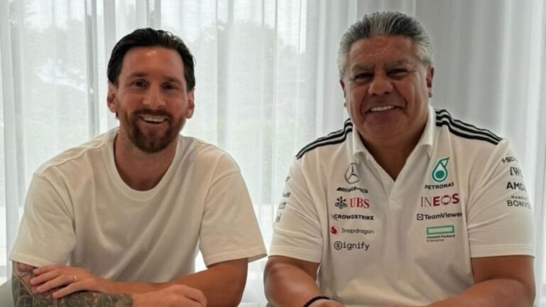 El Chiqui Tapia fue a ver a Lionel Messi con la remera de Mercedes y estallaron los memes