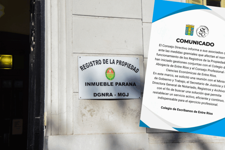 Preocupación del Colegio de Escribanos por medidas de fuerza en Registro de la Propiedad