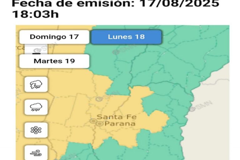 El Servicio Meteorológico Nacional emitió una alerta amarilla por tormentas