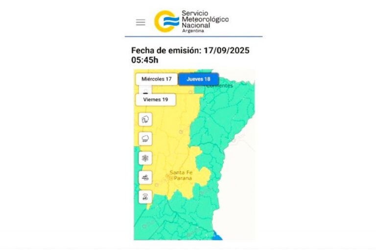 Alerta amarilla por tormentas y lluvias para el norte entrerriano