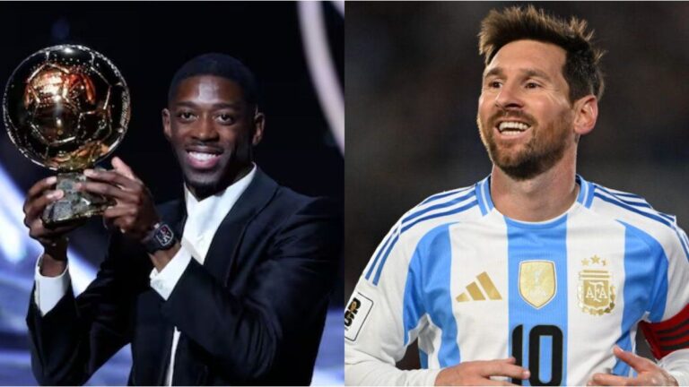 La reacción de Messi luego de que el francés Ousmane Dembélé ganara el Balón de Oro
