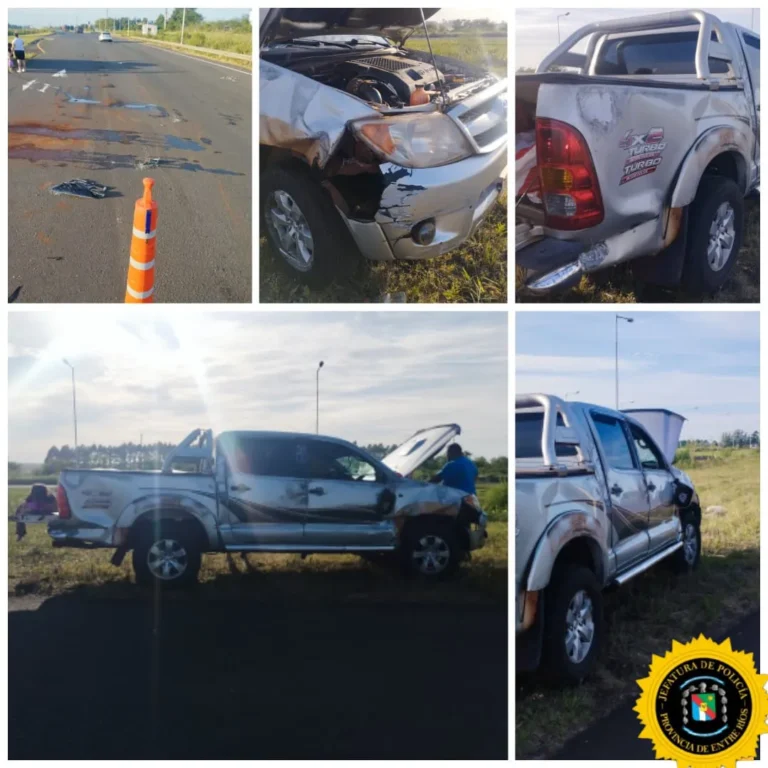 Ocupantes ilesos tras el vuelco de una camioneta sobre la Autovía Artigas