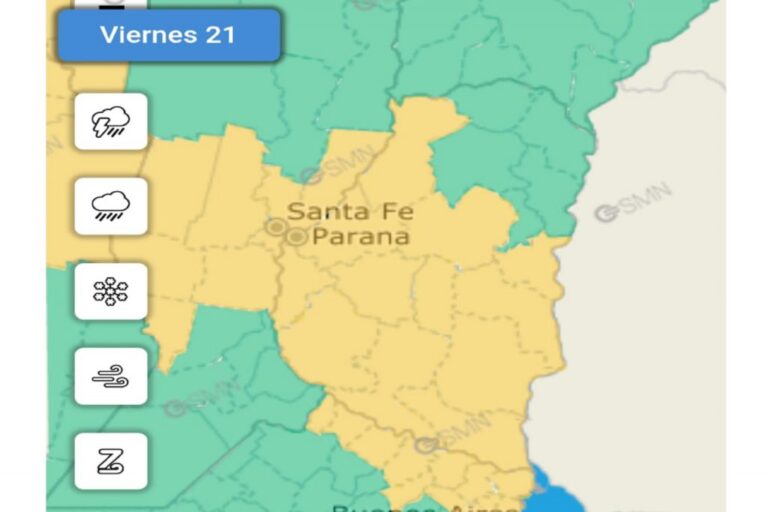 Emitieron alerta amarilla por lluvias y tormentas para este viernes
